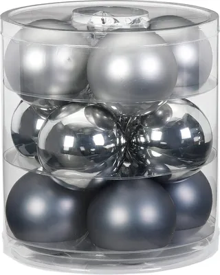 Produktbild von Weihnachtskugeln Glas 8cm, 12 Stück, Farbe:Hazy Grey - grau