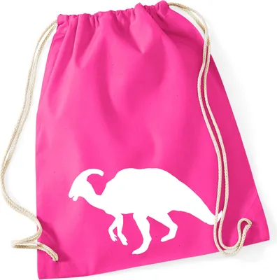 Produktbild von Huuraa Turnbeutel Parasaurolophus Dinosaurier 12 Liter Fuchsia Baumwolle Rucksack Geschenkidee