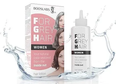 Produktbild von BOOS LABS For Grey Hair for Women Gegen graues Haar, gesunde Alternative zu Haarfärbemittel für Frauen, Haarwurzel-Auffrischung