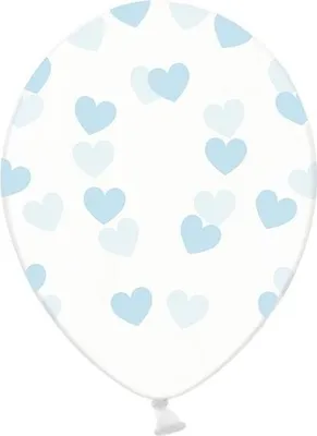 Immagine prodotto di Palloncini trasparenti con cuori, blu, 30 cm, 1 pz.
