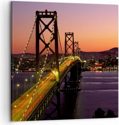 Produktbild von Bild auf Leinwand - Leinwandbild - Brücke Fluss Landschaft - 60x60cm - Wand Bild - Wanddeko - Leinwanddruck - Bilder - Kunstdruck - Wanddekoration - Leinwand bilder - Wandkunst - AC60x60-0120