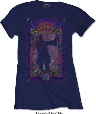 Produktbild von Janis Joplin Paisley & Flowers Frame (Soft Hand Inks) Navy Blue L Damen T-Shirt