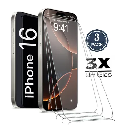 Produktbild von 3X Für iPhone 16 ( 6.1" ) - Panzerglas Glasfolie Display Schutz Folie Glas 9H Hart Echt Glas Displayschutzfolie 3 Stück