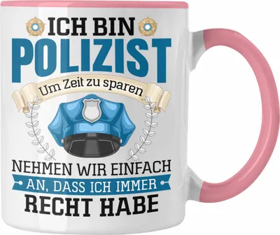 Produktbild von Trendation - Polizist Tasse Geschenk Lustiger Spruch Männer Bester Polizei (Rosa)