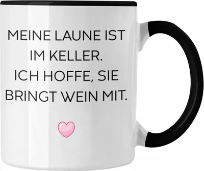 Produktbild von Trendation - Lustige Tasse mit Spruch für Frauen Männer Arbeit Büro Lustig Tassen Becher mit Sprüchen Kollegin Geschenk Sarkasmus Wein Liebhaberin (Schwarz)