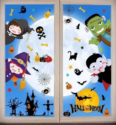 Produktbild von Unyqoos® Halloween Fenstersticker – 8 A4 Vinyl‑Bögen, wiederverwendbare statische Fenstersticker mit Fledermäusen & Spinnen, doppelseitig bedruckt, kleberfrei, wasserfest
