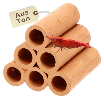 Produktbild von Aquariendeko Pyramide 6er Set Aquarium Deko Höhle Versteck Garnelen Aquarium Zubehör Deko Welshöhle Tonrohr Keramik Garnelenröhre Garnelenhöhle Laichröhre Terracotta