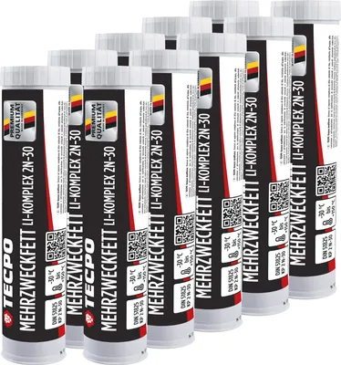 Produktbild von TECPO Hochleistungs Mehrzweckfett Li-Komplex 10x 400g Kartusche Langzeitfett Wälzlagerfett extreme Druckbelastbarkeit