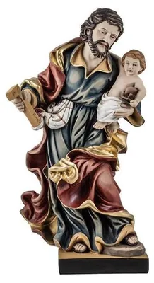 Heiliger Josef mit Kind, Harzfigur, handbemalt, 40 cm
