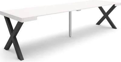 Produktbild von Ausziehbarertisch, 302x90x73cm, Für 14 Gäste, Massivholz Beine, Weiß