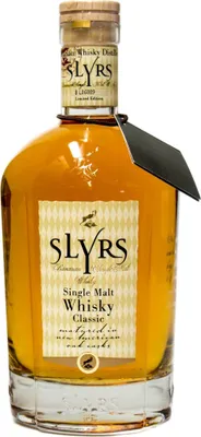 A bottle of Slyrs Single Malt Whisky Classic.