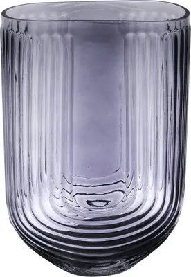 Produktbild von INNA-Glas Ovale Glas Tischvase NICODEMO mit Rillen, grau-klar, 16x8x24 cm - Deko Vase