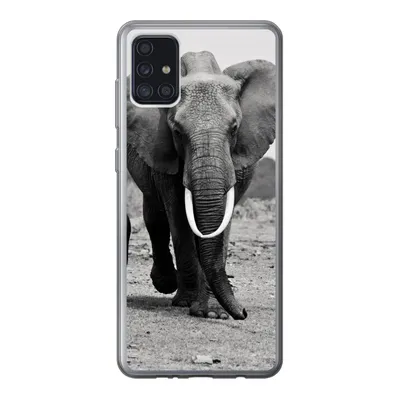 Produktbild von MuchoWow® Handyhülle Schutzhülle Hülle für Samsung Galaxy A52 5G Elefant - Kind - Schwarz - Weiß Silikon Softcase Handy Hülle - Umschlag