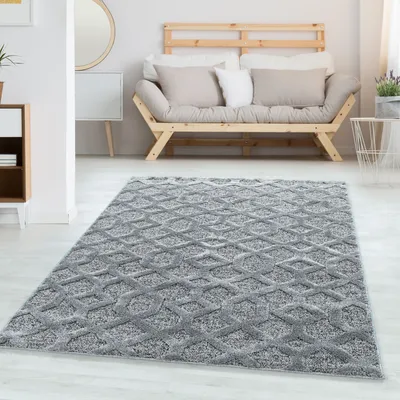 Obrázek produktu pro Moderní koberec s kosočtvercovým vzorem v berberském stylu – měkký, útulný a snadno udržovatelný, Velikost: 60 x 110 cm, Barva: Šedá-2