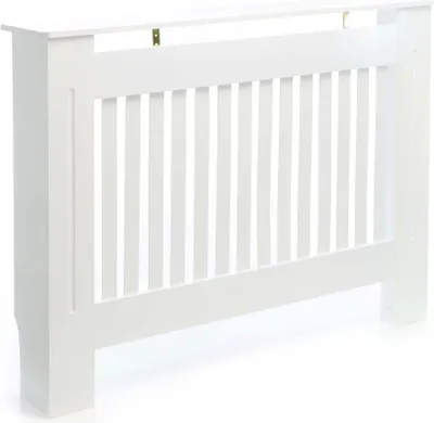 Produktbild von Toboli kryt radiátora biely 112 x 19 x 82 cm, kryt radiátora z MDF, drevený obklad na radiátory v lamelovom vzhľade