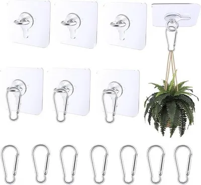 Produktbild von Selbstklebende Deckenhaken Transparente Hänger - Dekoration Aufhängen - Ohne Bohren - 12 Stück - Transparent