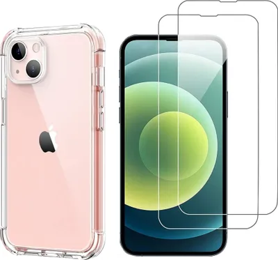 Produktbild von Stoßfeste Hülle für iPhone 13 und 2 Displayschutzfolien aus gehärtetem Glas Phonillico®