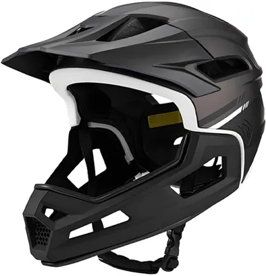 Produktbild von Fahrradhelm mit Vollgesichtsabdeckung - Mountainbike-Helm - Sicheres Fahren - Abnehmbarer Kinnriemen - 58-62 cm - Schwarz