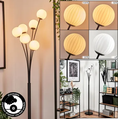 Produktbild von Lerici Stehlampe aus Metall/Riffelglas in Schwarz/Weiß