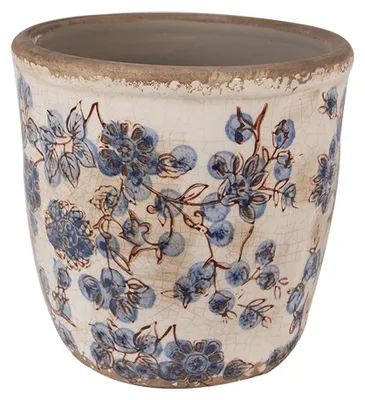 Produktbild von Clayre & Eef Blumentopf Ø 14x14 cm Beige Blau Keramik Blumen