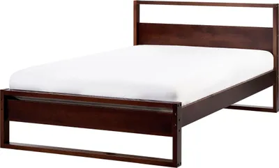 Zdjęcie produktu dla BELIANI Łóżko ze stelażem ciemnobrązowy sosnowe 120 x 200 cm z zagłówkiem styl retro