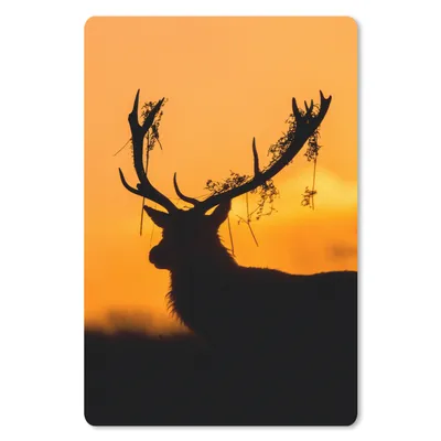 Produktbild von MuchoWow® Mauspad Mousepad Hirsch - Orange - Scherenschnitt - Tiere - Natur 18x27 cm - Mousepads - Maus Mat - Pad - Mausunterlage