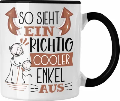 Produktbild von Trendation - Enkel Tasse Geschenk So Sieht Ein RIchtig Cooler Enkel Aus Geschenkidee Lustiger Spruch Geburtstag Becher Kaffeetasse (Schwarz)