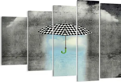 Produktbild von Bild auf Leinwand - Leinwandbild - Regenschirm Regen Abbildung Phantasie - 150x100cm - Wand Bild - Wanddeko - Leinwanddruck - Bilder - Kunstdruck - Leinwand bilder - Wandkunst - EG150x100-3103