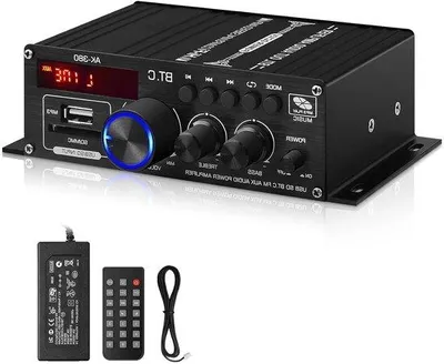 Obrázek produktu pro Mini stereo zesilovač - audio přijímač - přehrávání hudby - Bluetooth 5.0 - 40W+40W - černá barva