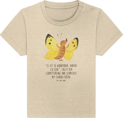 Produktbild von Mr. & Mrs. Panda Babyshirt Schmetterling Zitronenfalter 0. - 6. Monat - Natural Raw - Geschenk, Baby Oberteil,  Shirt, T-Shirt, Liebe, Lustige Sprüche, Kleinkind, Fakt