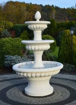 Produktbild von Casa Padrino Barock Springbrunnen Weiß Ø 120 x H. 186 cm - Prunkvoller Gartenbrunnen im Barockstil - Runder Gartendeko Stein Brunnen - Barock Garten Deko Accessoires