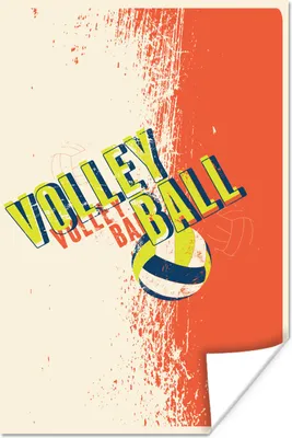 Produktbild von MuchoWow® Poster Volleyball Illustration mit Zitat "Volleyball" vor verwittertem Hintergrund 20x30 cm - Papierdruck