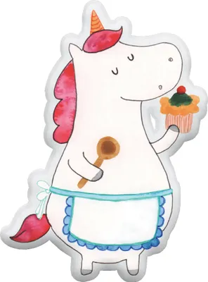 Produktbild von Mr. & Mrs. Panda Kissen Kuscheltier Einhorn Küche 25 cm - Weiß - Geschenk, Plüschtier, plüschfigur, Stofftier, Muffin, Dekokissen, Einhörner, Torte, Backen, Motivation