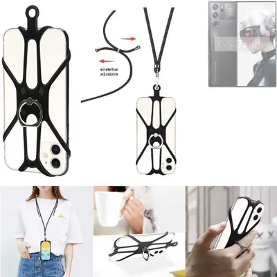 Produktbild von K-S-Trade 3in1 Handykette Handyband Handykordel Halsband Smartphone-Ring Handy-Ring kompatibel mit Nubia Redmagic 9 Pro Fingerhalterung Handyring