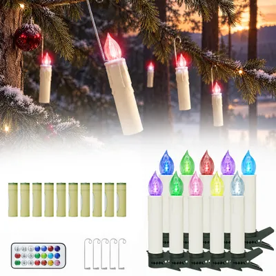 LZQ 30X RGB Weinachten LED Kerzen Kabellos, Flammenlose Kerzen, Batterie &