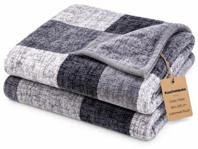 Produktbild von Kuscheldecke Wohndecke Flanell ( Cross Check ) - hochwertige Flauschige Decke, 150x200 cm - Cashmere Touch Tagesdecke