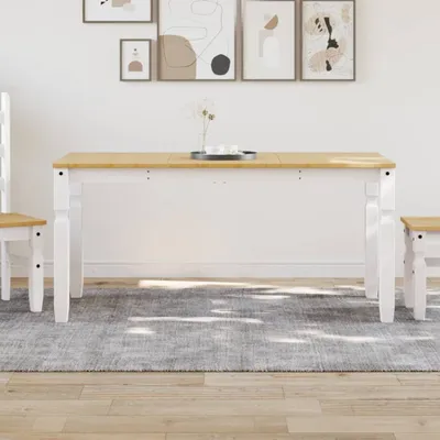 Produktbild von Esstisch Corona Weiß 160x80x75 cm Massivholz Kiefer - Esstische CC23161