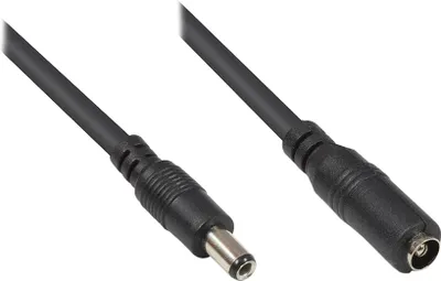 Produktbild von Niedervolt-Verlängerungskabel, 5,5mm x 2,5mm Stecker an Kupplung, schwarz, 10m, Good Connections®
