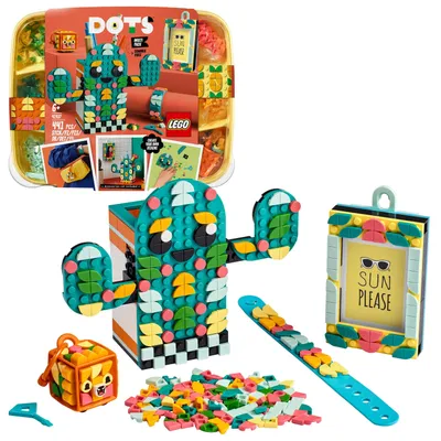 Produktbild von LEGO DOTS Kreativset Sommerspaß 41937 - verstellbares Armband, Löwen- Taschenanhänger, Bilderrahmen und Kaktus-Stiftehalter
