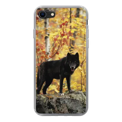 Produktbild von MuchoWow® Handyhülle Schutzhülle Hülle für iPhone 7 Wolf - Fels - Baum Silikon Softcase Handy Hülle - Kartenhalter