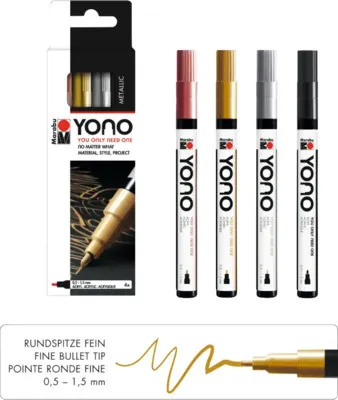 Zdjęcie produktu dla Marabu 1240000004008 Marker akrylowy Marabu "YONO", 0,5 - 1,5 mm, zestaw 4 sztuk METAL