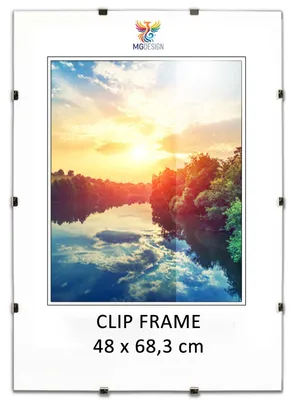 Obrázok produktu pre MG Design, rámik na fotografie 48 x 68,3 cm – rám bez rámu, s akrylovým sklom a zadnou doskou z HDF – vhodný na fotografie, plagáty a puzzle, na zavesenie vertikálne aj horizontálne