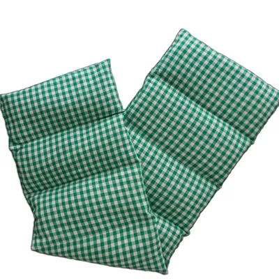 Produktbild von Bio-Dinkelkissen 75x20cm groß 8-Kammer, grün-weiß - Wärmekissen, Körnerkissen Bio-Dinkel für Mikrowelle und Backofen