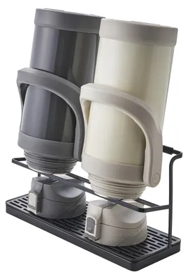 Productafbeelding van YAMAZAKI 5410 Flesdroogrek met plateau, zwart, staal/ABS-kunststof, 32 x