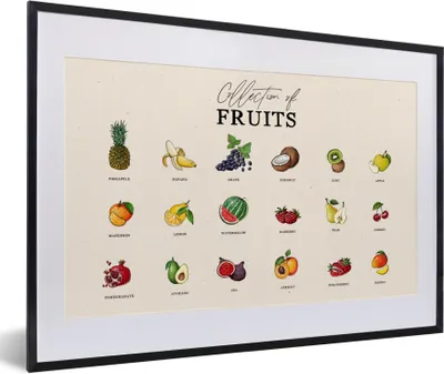 Produktbild von MuchoWow® Gerahmtes Poster Obst - Küche - Lebensmittel 60x40 cm - Poster mit Schwarzem Bilderrahmen Wandposter Rahmen Foto Bilder - Schlafzimmer - Plakat in Rahmen - Drucken