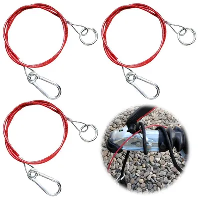 Image de 2 cordons de remorquage, longueur 1 mètre, diamètre 4 mm, avec crochet, de couleur rouge