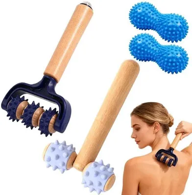 Produktbild von Massage Roller Set 4-in-1, mit Griff, für Selbstmassage, 4 Stücke