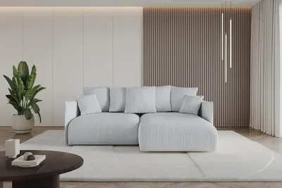 Produktbild von ALTDECOR Ecksofa mit Schlaffunktion und Bettkasten ONESK-L  216x177x72 cm  Grau - Corner Sofa Eckcouch Couch L-Form  angeordnet Schlafcouch Ausziehbar Wohnlandschaft