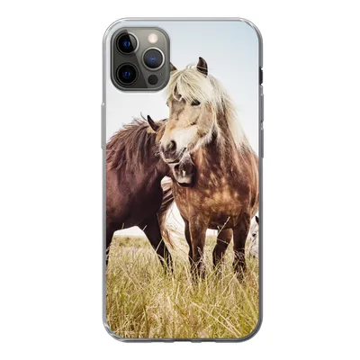 Produktbild von MuchoWow® Handyhülle Schutzhülle Hülle für iPhone 12 Pro Max Pferde - Gras - Frühling Silikon Softcase Handy Hülle - Hartschale