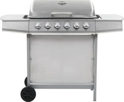 Produktbild von vidaXL Gasgrill mit 6 Flammen Edelstahl Silbern